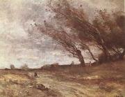 Le Coup de Vent (The Gust of Wind) (mk09) Jean Baptiste Camille  Corot